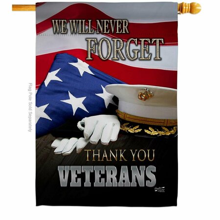 PATIO TRASERO 28 x 40 in. We will Never Forget House Flag w/Armed Forces Service Dbl-Sided Vertical Flags  Banner PA3860575
